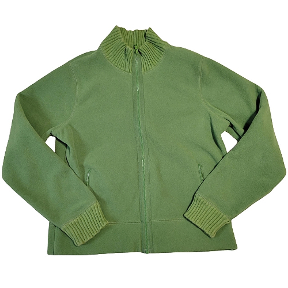 Old Navy Green Fleece Zip Jacket  Ribbed collar L